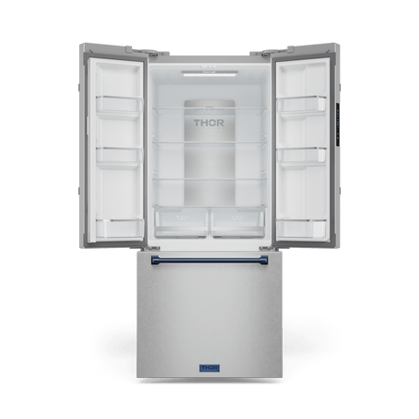 30 Inch 17.5 Cu Ft French Door Counter Depth Refrigerator With Ice Maker In Stainless Steel/navy Blue  Gordon Ramsay Series