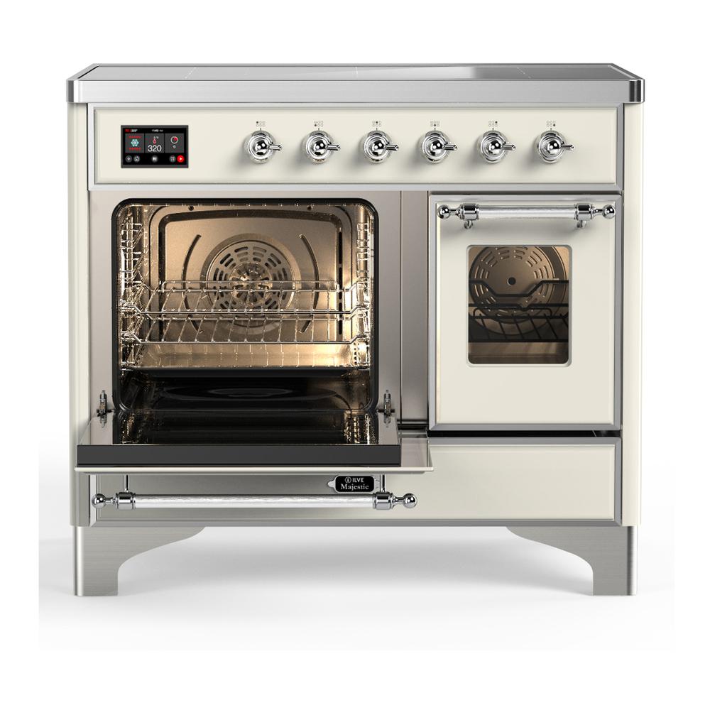 ILVE UMDIB40NR3AWC Majestic III 40 inch Induction Range with 6 Elements, 3.82 cu. ft. Total Oven Capacity (Triple Glass Door, Antique White, Chrome)