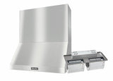 DAR 1230 Set 17 Wall-Mounted Range Hood with Extraction Mode with integrated XXL motor including 24" chimney cover.