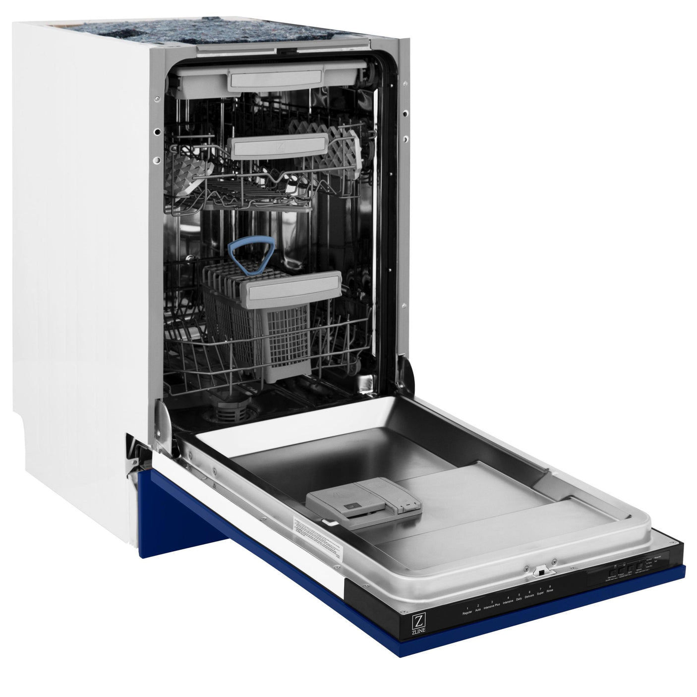 ZLINE 18" Tallac Series 3rd Rack Top Control Dishwasher with Traditional Handle, 51dBa [Color: Blue Gloss]