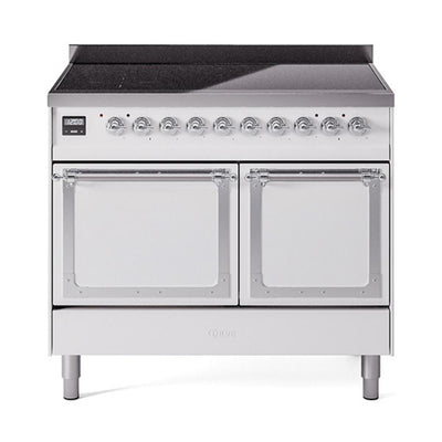 ILVE UNDI406QNMPWHC Nostalgie II Noblesse 40 inch Induction Range (Solid Door, White, Chrome)