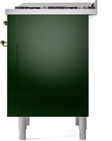 Nostalgie II 36 Inch Dual Fuel Natural Gas Freestanding Range in Emerald Green with Brass Trim