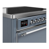 ILVE UMIB36QNR3BGC Majestic III 36 inch Induction Range with 6 Elements, 3.5 cu. ft. Total Oven Capacity (Solid Door, Blue Grey, Chrome)