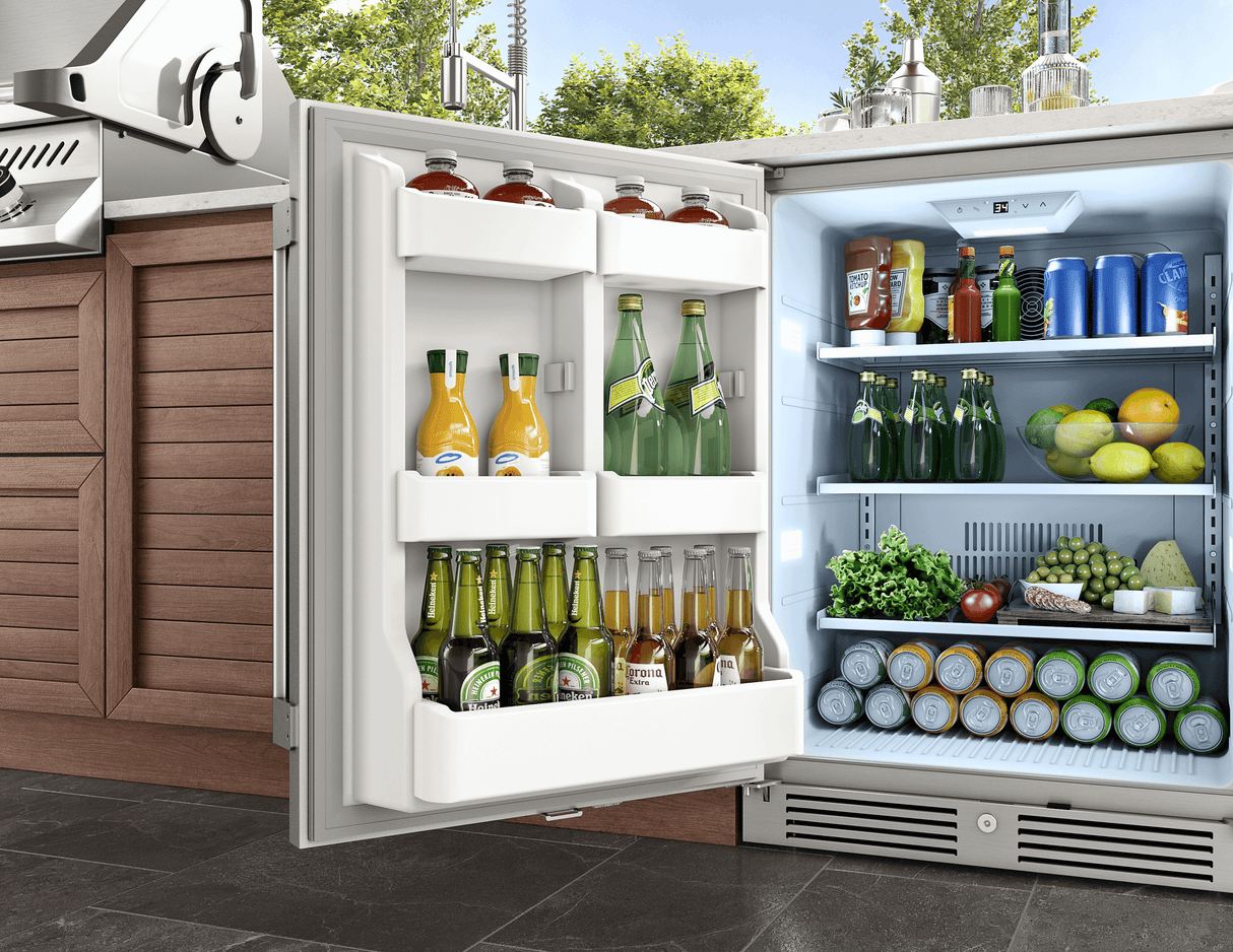 Presrv Refrigerator, 24in Compact, Outdoor SS, Reversible, Lock, 1 Zone