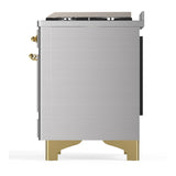 ILVE UM60FSQNR3SSG Majestic III 60 inch Dual Fuel Range with 7 Burners, Griddle and French Top, Dual Function Burner with up to 25,000 BTU (Natural Gas, Solid Door, Stainless Steel, Brass)