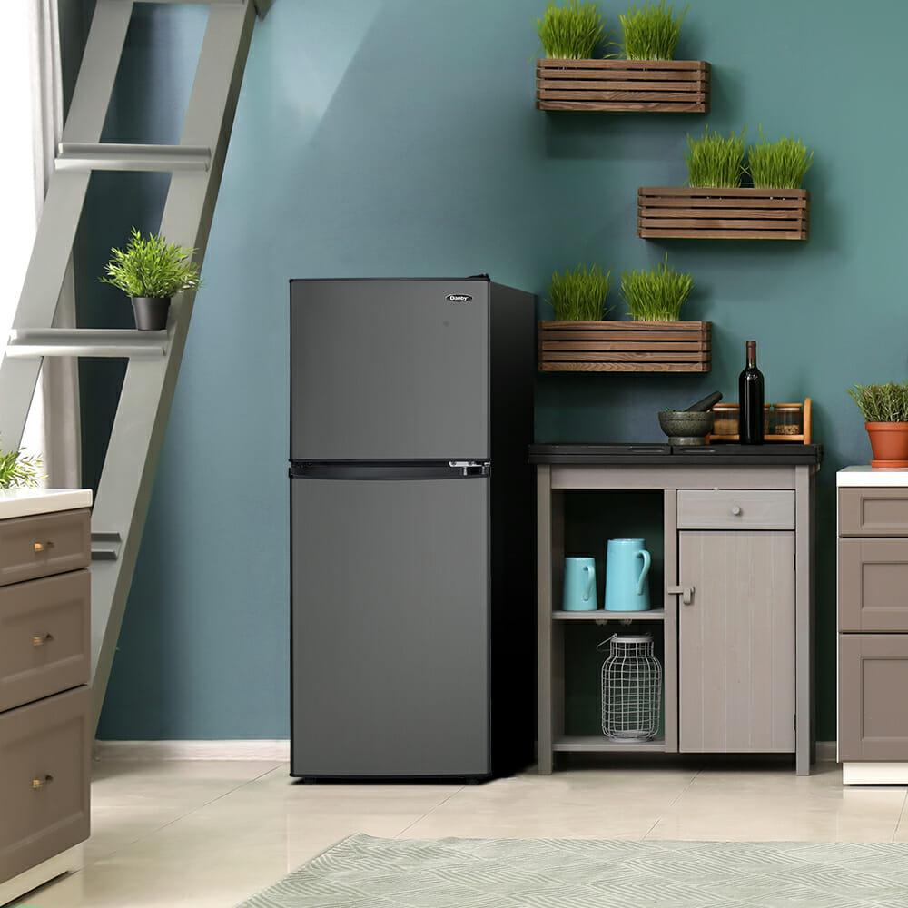 Danby 4.7 cu. ft. 2-door Compact Fridge in Black Stainless Steel Look