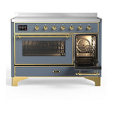 ILVE UMIB48NR3BGG Majestic III 48 inch Induction Range with 6 Elements, 5.02 cu. ft. Total Oven Capacity (Triple Glass Door, Blue Grey, Brass)