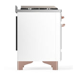 ILVE UM36FQNR3WHP Majestic III 36 inch Dual Fuel Range with 6 Black Brass Burners and Griddle, Dual Function Burner up to 25,000 BTU (Solid Door, White, Copper, Natural Gas)