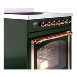 ILVE UNI304NMPEGP Nostalgie II Noblesse 30 inch Induction Range (Triple Glass Door, Emerald Green, Copper)