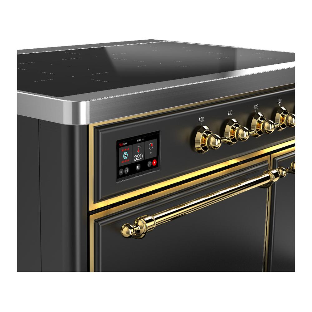 ILVE UMDIB40QNR3MGG Majestic III 40 inch Induction Range with 6 Elements, 3.82 cu. ft. Total Oven Capacity (Solid Door, Graphite Matte, Brass)