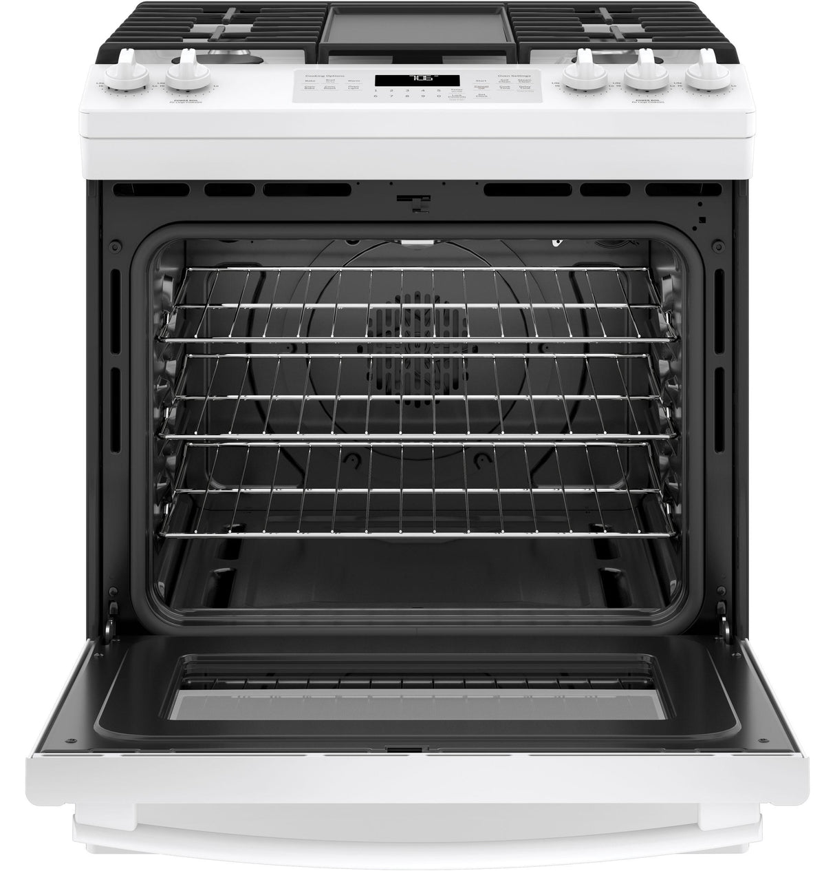 GE® 30" Slide-In Front-Control Convection Gas Range