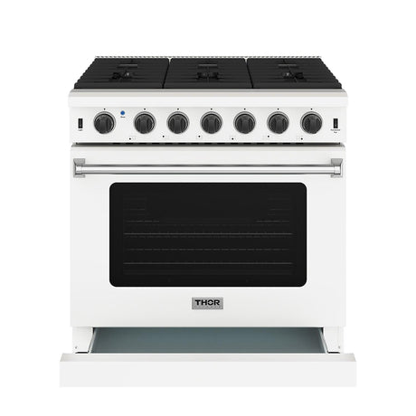 36 Inch Professional Gas Range In White