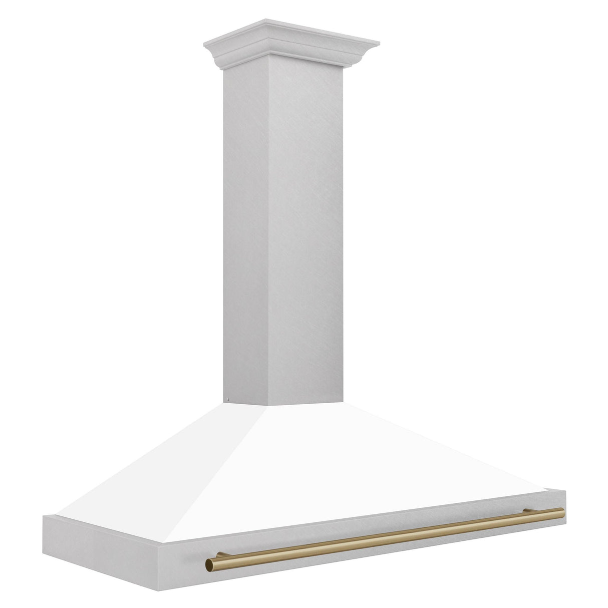 ZLINE 48 in. Autograph Edition DuraSnow Stainless Steel Range Hood with White Matte Shell and Accented Handles (KB4SNZ-WM48) [Color: Champagne Bronze Accents]