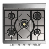 ILVE UM30QNR3BKCLP Majestic III 30 inch Dual Fuel Range with 5 Black Brass Burners, Dual Function Burner up to 25,000 BTU (Liquid Propane, Solid Door, Glossy Black, Chrome)