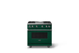 36"W. Sealed Burner Gas Range (Burner: 4g, Finish: Ivy, Trim: Polished Chrome, Fuel: Propane)