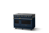 48"W. Induction Range (Finish: Slate Blue, Trim: Brushed Brass)