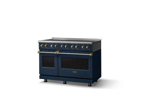 48"W. Induction Range (Finish: Slate Blue, Trim: Brushed Brass)