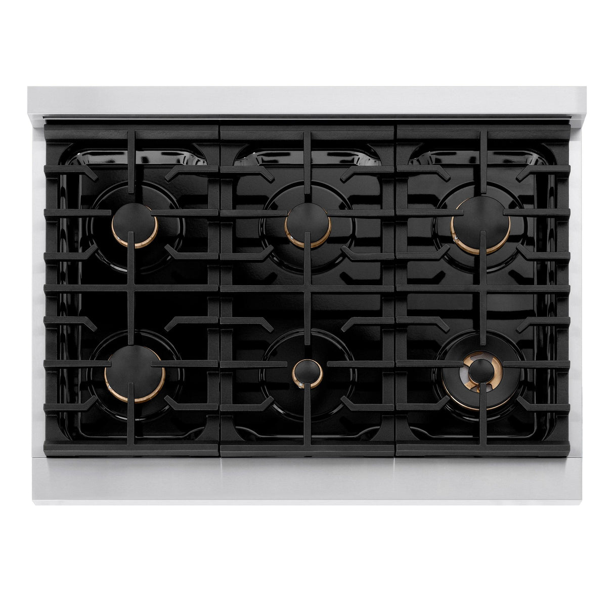 ZLINE Autograph Edition 36 in. 5.2 cu. ft. 6 Burner Gas Range with Convection Gas Oven in Stainless Steel and Polished Gold Accents (SGRZ-36-G)