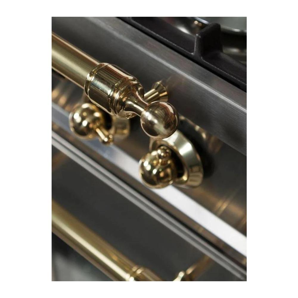 ILVE UPN90FDMPI Nostalgie I 36 inch Dual Fuel Range (Stainless Steel, Brass Trim) (Natural Gas)
