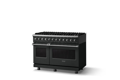 48"W. Dual Fuel Range (Burner: 8b, Finish: Antique Bronze, Trim: Polished Chrome, Fuel: Natural Gas)
