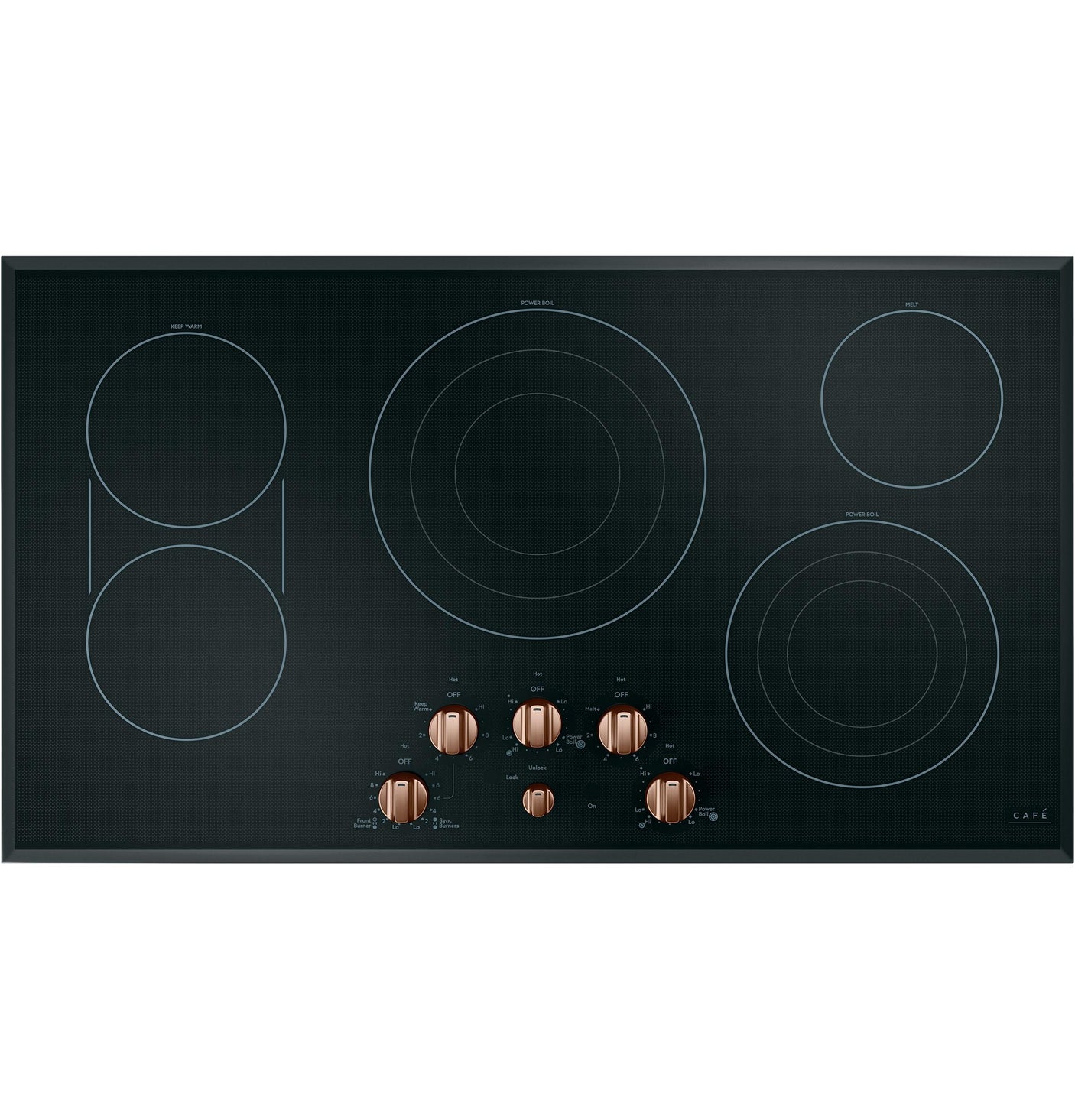 Café™ 5 Electric Cooktop Knobs - Brushed Copper