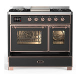 ILVE UMD40FNR3MGPLP Majestic III 40 inch Dual Fuel Range with 6 Burners and Griddle, Dual Function Burner up to 25,000 BTU (Liquid Propane, Triple Glass Door, Graphite Matte, Copper)