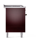ILVE UN60FSQNMPBUB Nostalgie II Noblesse 60 inch Dual Fuel Range (7 Sealed Burners + Griddle + French Top, Natural Gas, Solid Door, Burgundy, Burnished)