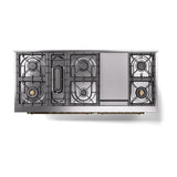 ILVE UN60FQNMPMGG Nostalgie II Noblesse 60 inch Dual Fuel Range (9 Sealed Burners + Griddle, Natural Gas, Solid Door, Graphite Matte, Brass)