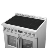 Forno Torino 36 Inch French Door Induction Range with Air Fryer and True Convection Oven