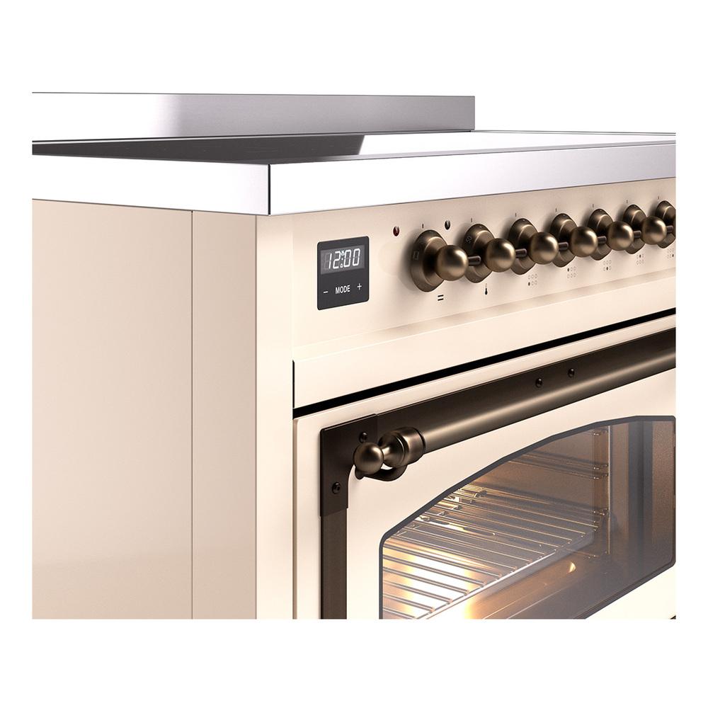 ILVE UNI486NMPAWB Nostalgie II Noblesse 48 inch Induction Range (Triple Glass Door, Antique White, Burnished)