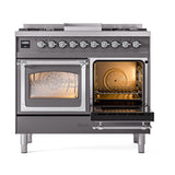 ILVE UND40FNMPMGCLP Nostalgie II Noblesse 40 inch Dual Fuel Range (Liquid Propane, Triple Glass Door, Graphite Matte, Chrome)