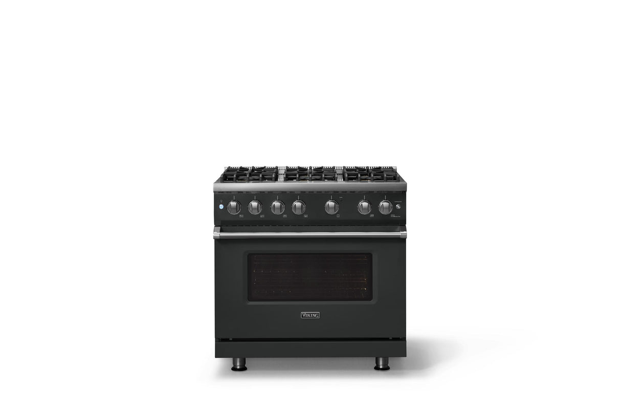 36"W. Sealed Burner Gas Range (Burner: 6b, Finish: Antique Bronze, Trim: Polished Chrome, Fuel: Natural Gas)