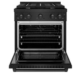 ZLINE 30 in. 4.2 cu. ft. 4 Burner Gas Range with Convection Gas Oven in Black Stainless Steel (SGRB-30)