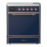 ILVE UMIB30QNR3MBP Majestic III 30 inch Induction Range with 4 Elements, 4 cu. ft. Oven Capacity (Solid Door, Midnight Blue, Copper)