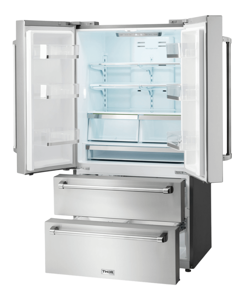 Thor Kitchen 36 Inch Professional French Door Refrigerator With Freezer Drawers - Model Trf3602