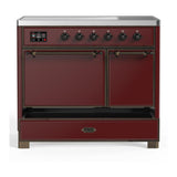 ILVE UMDIB40QNR3BUB Majestic III 40 inch Induction Range with 6 Elements, 3.82 cu. ft. Total Oven Capacity (Solid Door, Burgundy, Burnished)