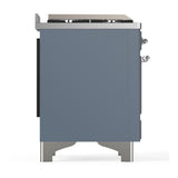ILVE UMD40FQNR3BGC Majestic III 40 inch Dual Fuel Range with 6 Burners and Griddle, Dual Function Burner up to 25,000 BTU (Natural Gas, Solid Door, Blue Grey, Chrome)