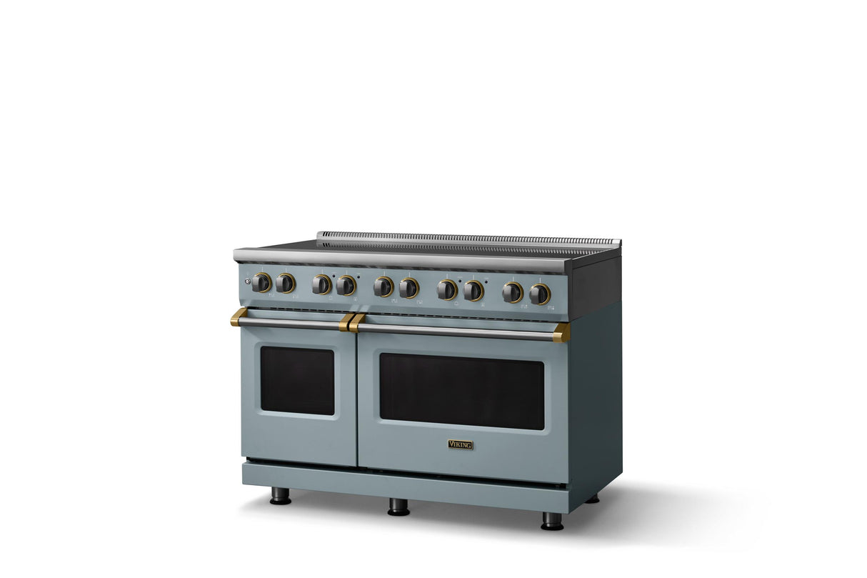 48"W. Induction Range (Finish: November Sky, Trim: Brushed Brass)