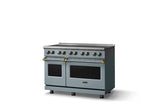 48"W. Induction Range (Finish: November Sky, Trim: Brushed Brass)