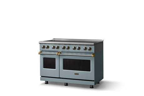 48"W. Induction Range (Finish: November Sky, Trim: Brushed Brass)