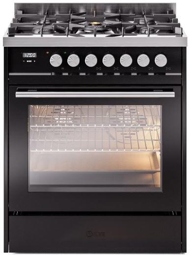 Professional Plus II 30 Inch Dual Fuel Liquid Propane Freestanding Range in Glossy Black with Trim