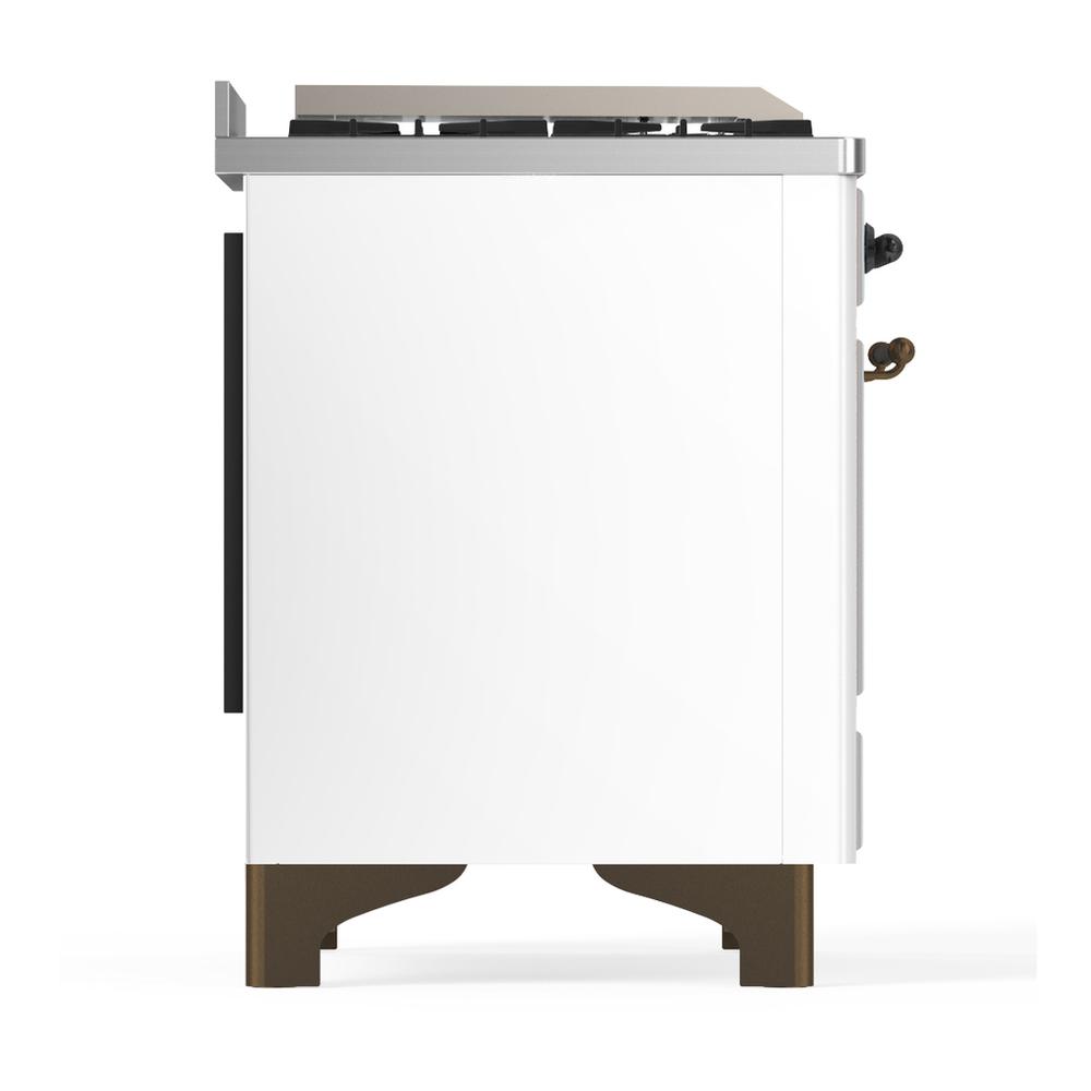 ILVE UMD40FNR3WHBLP Majestic III 40 inch Dual Fuel Range with 6 Burners and Griddle, Dual Function Burner up to 25,000 BTU (Liquid Propane, Triple Glass Door, White, Burnished)