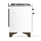ILVE UMD40FNR3WHBLP Majestic III 40 inch Dual Fuel Range with 6 Burners and Griddle, Dual Function Burner up to 25,000 BTU (Liquid Propane, Triple Glass Door, White, Burnished)