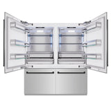 ZLINE Autograph Edition 72 in. 39.6 cu. ft. French Door Built-In Bottom Freezer Refrigerator with Water Dispensers and Ice Makers in Stainless Steel with Matte Black Accents (RBITZ-304-72MB)