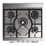 ILVE UM30NR3AWCLP Majestic III 30 inch Dual Fuel Range with 5 Black Brass Burners, Dual Function Burner up to 25,000 BTU (Liquid Propane, Triple Glass Door, Antique White, Chrome)