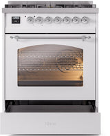 Nostalgie II 30 Inch Dual Fuel Liquid Propane Freestanding Range in White with Chrome Trim