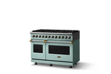 48"W. Dual Fuel Range (Burner: 8b, Finish: Splash, Trim: Polished Chrome, Fuel: Propane)