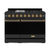 48 Inch Professional Gas Range With Pro-style Knobs In Black/bronze  Gordon Ramsay Series