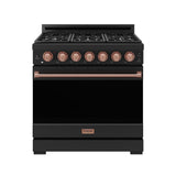 36 Inch Professional Gas Range With Precision Knob In Black and Rose Gold  Gordon Ramsay Series