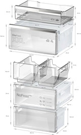 800 Series Free-standing fridge-freezer with freezer at bottom, glass door 24" White, Total No Frost